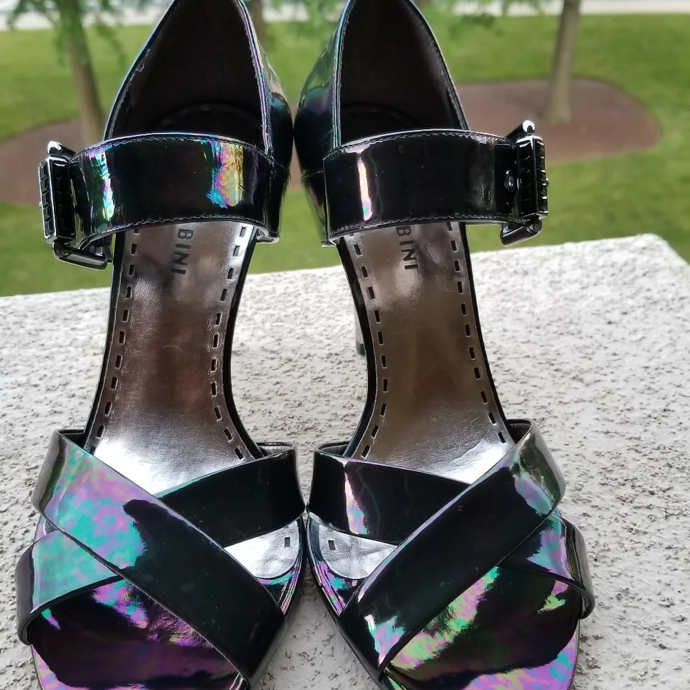 Iridescent oil slick petrol high heel sandals, sz7 - Picture 11 of 11